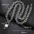 Fashion gold plated Steel color stainless steel chain lock necklace and bracelet set